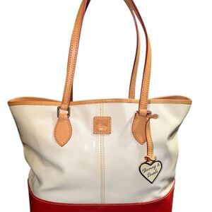 Dooney & Bourke Red and Cream Tote Bag vintage